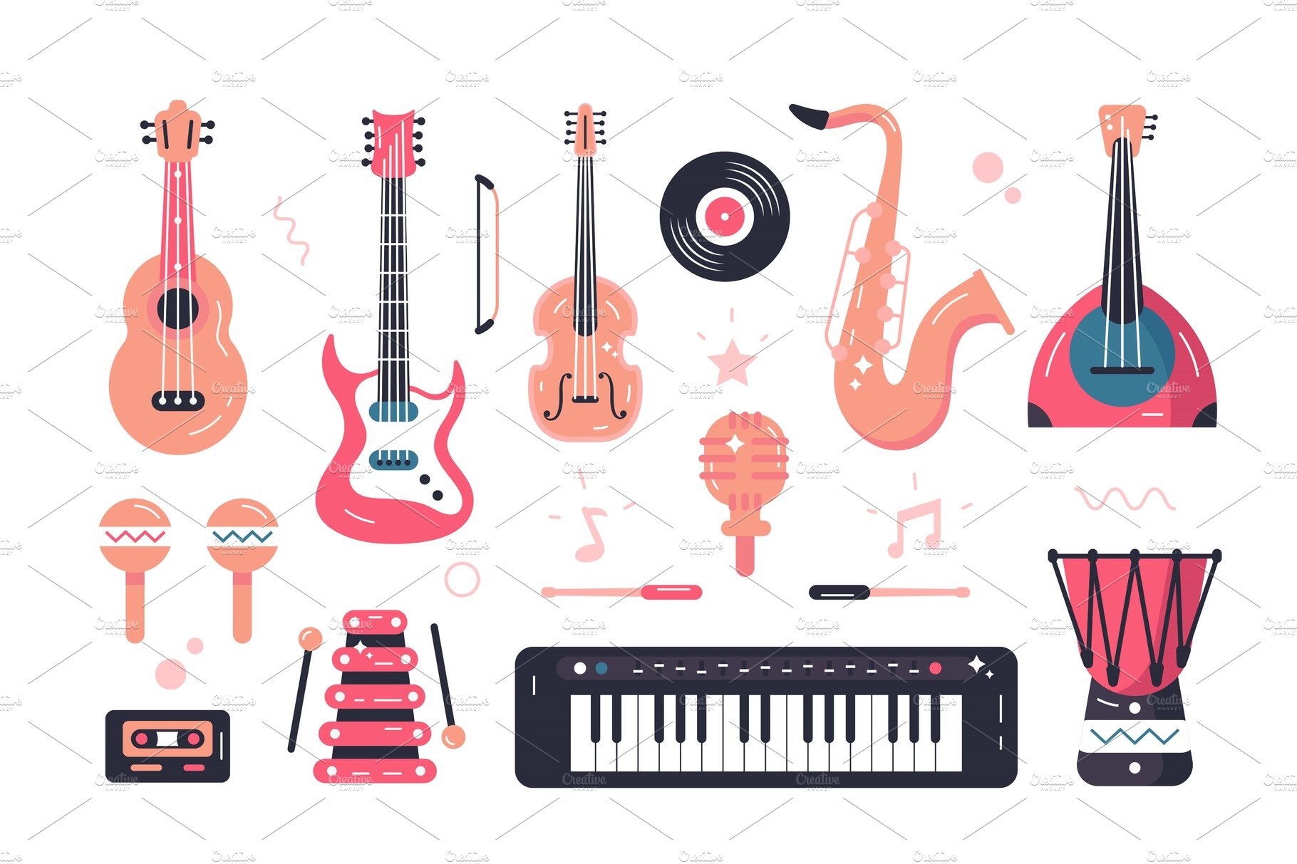 Set of musical instruments cover image.