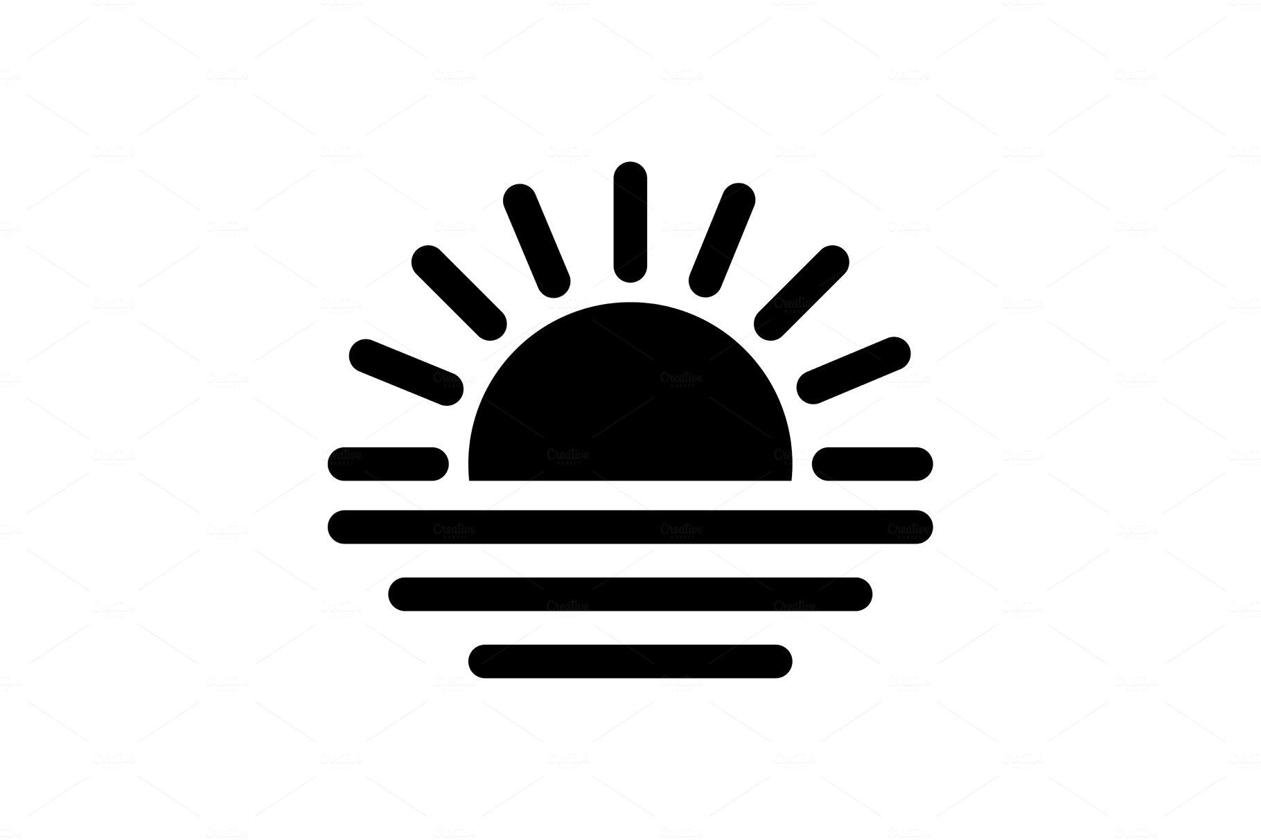 Sunrise and sunset at beach, vector cover image.