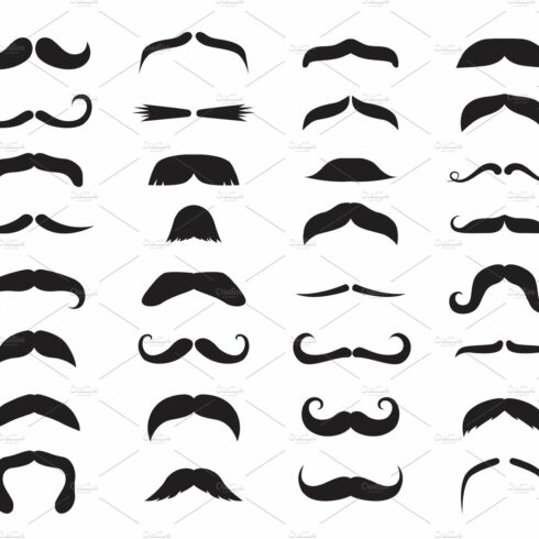 Moustache icons. Black moustaches cover image.