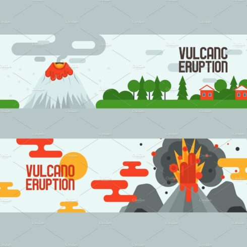 Volcano vector eruption volcanism cover image.