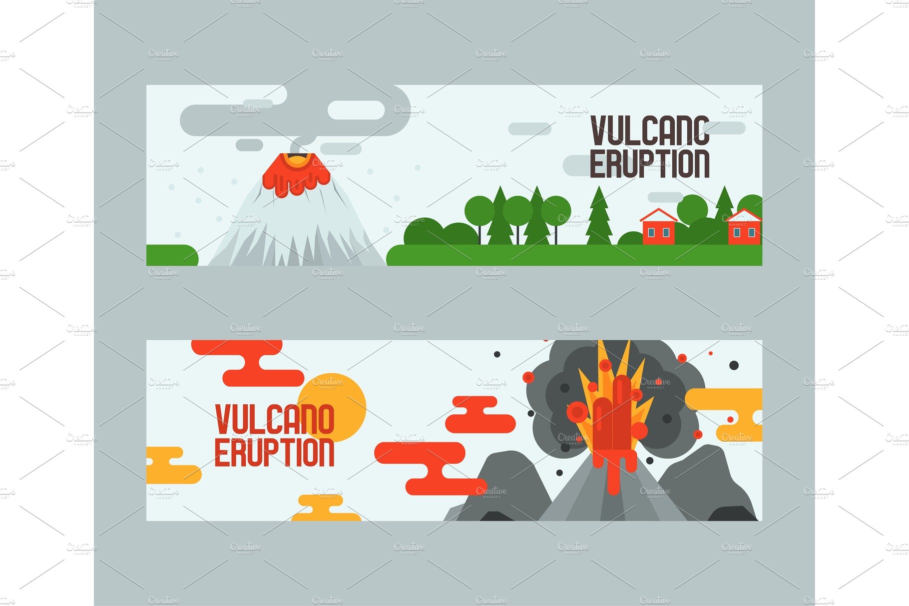 Volcano vector eruption volcanism cover image.