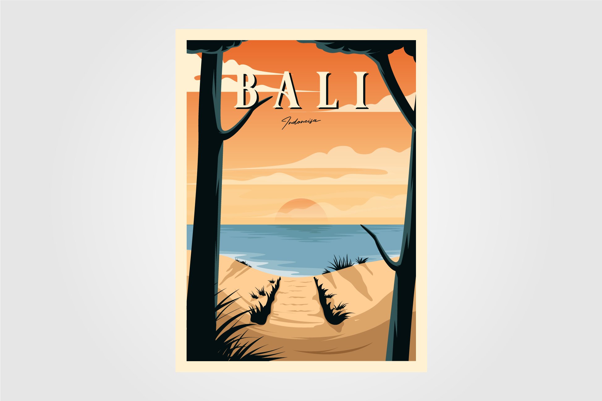 Bali Beach Sunset Vintage Travel cover image.