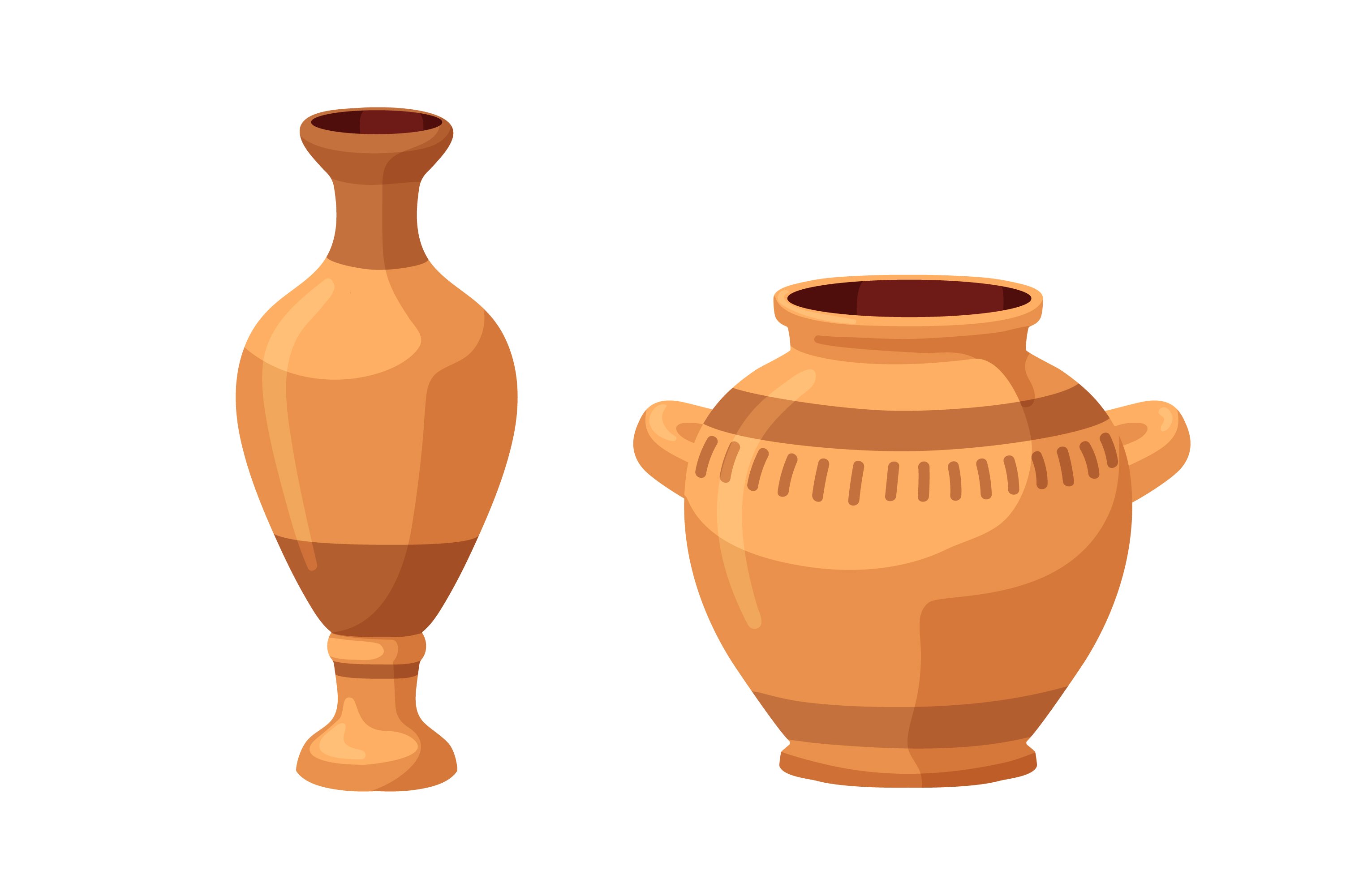 Old ancient pottery vases, jugs set preview image.