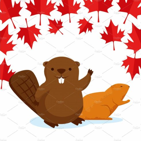 beaver with canada leaves to happy cover image.