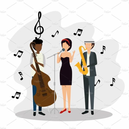 men and woman with music signs notes cover image.