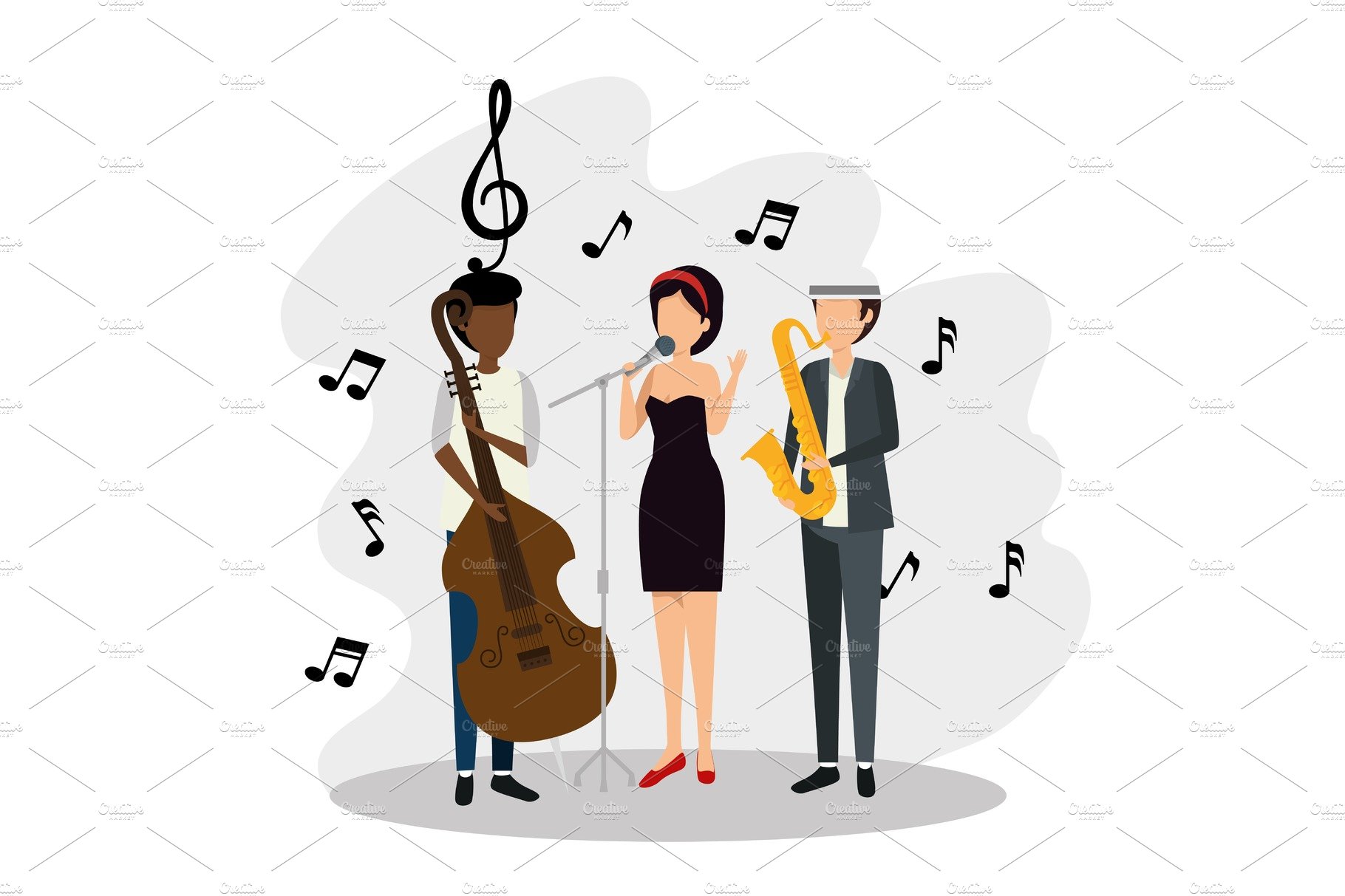 men and woman with music signs notes cover image.