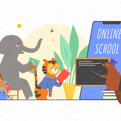 Animals in online school education cover image.