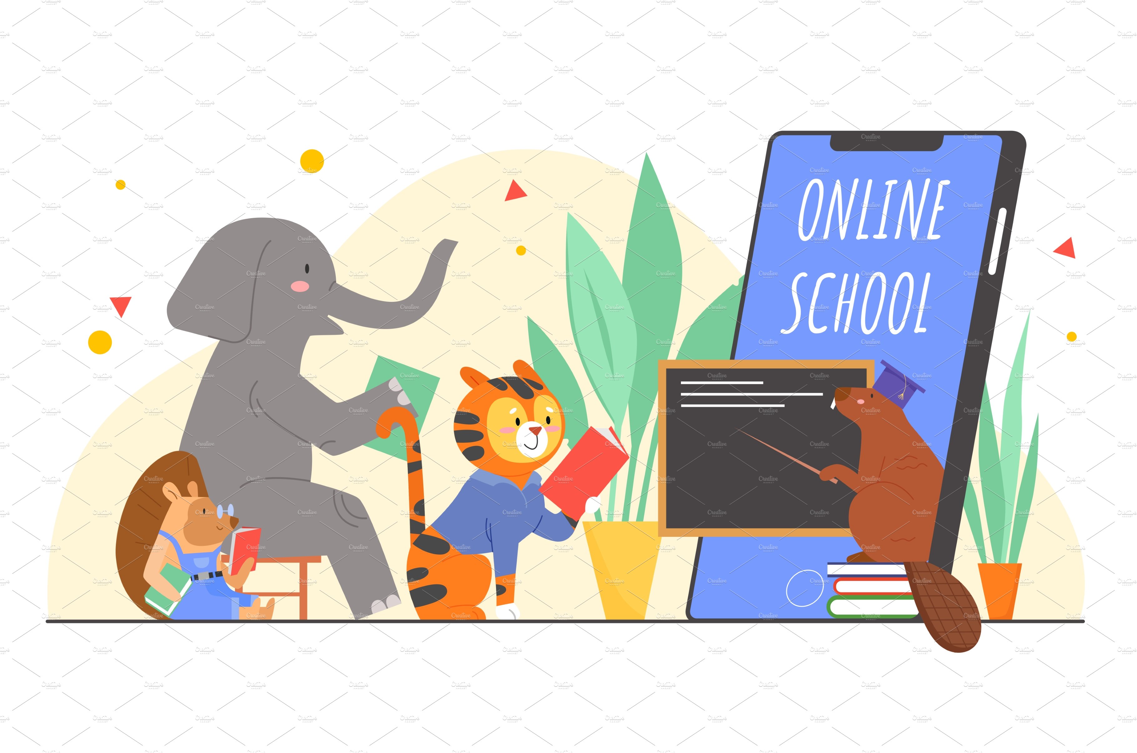Animals in online school education cover image.