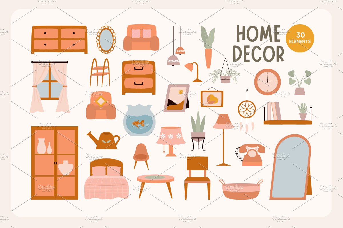 Home Decor Illustration preview image.