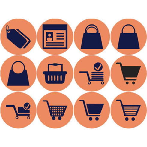 ORANGE AND NAVY BLUE COMMERCE ROUND ICONS cover image.