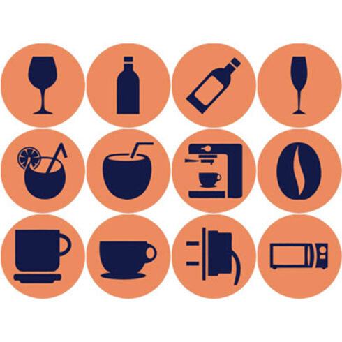 ORANGE AND NAVY BLUE DRINK ROUND ICONS cover image.