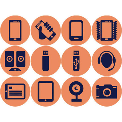 ORANGE AND NAVY BLUE GADGET ROUND ICONS cover image.