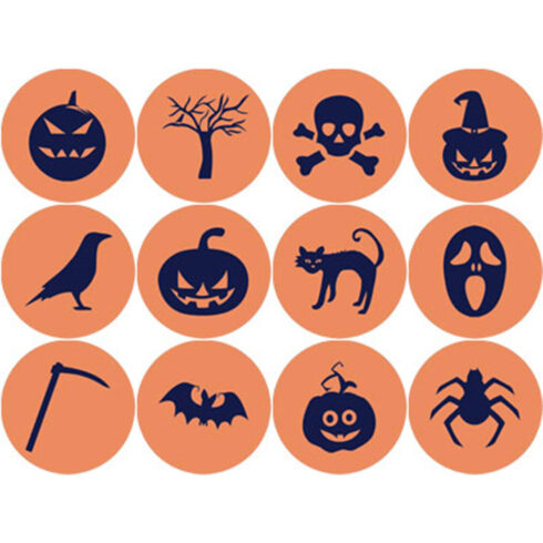 ORANGE AND NAVY BLUE HALLOWEEN ROUND ICONS cover image.