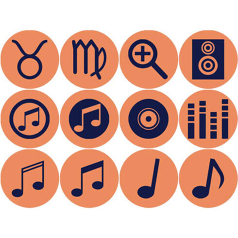 ORANGE AND NAVY BLUE MUSIC ROUND ICONS cover image.