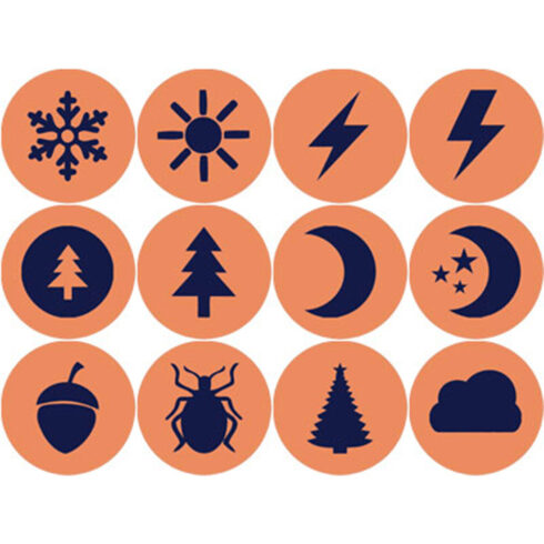 ORANGE AND NAVY BLUE NATURE ROUND ICONS cover image.