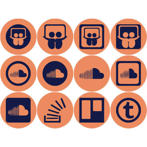 ORANGE AND NAVY BLUE SOCIAL MEDIA ROUND ICONS cover image.