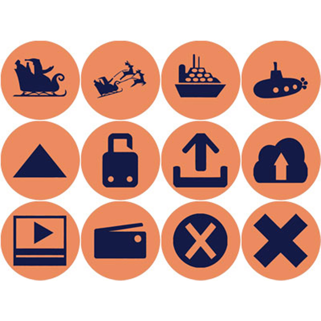 ORANGE AND NAVY BLUE TRANSPORTATION ROUND ICONS cover image.