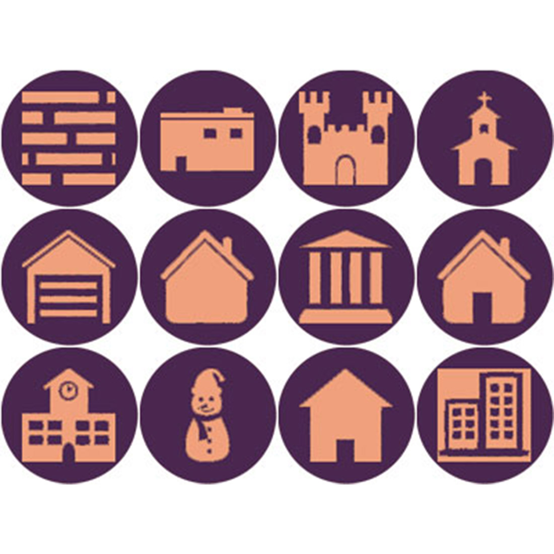 ORANGE AND PURPLE BUILDING ROUND ICONS cover image.