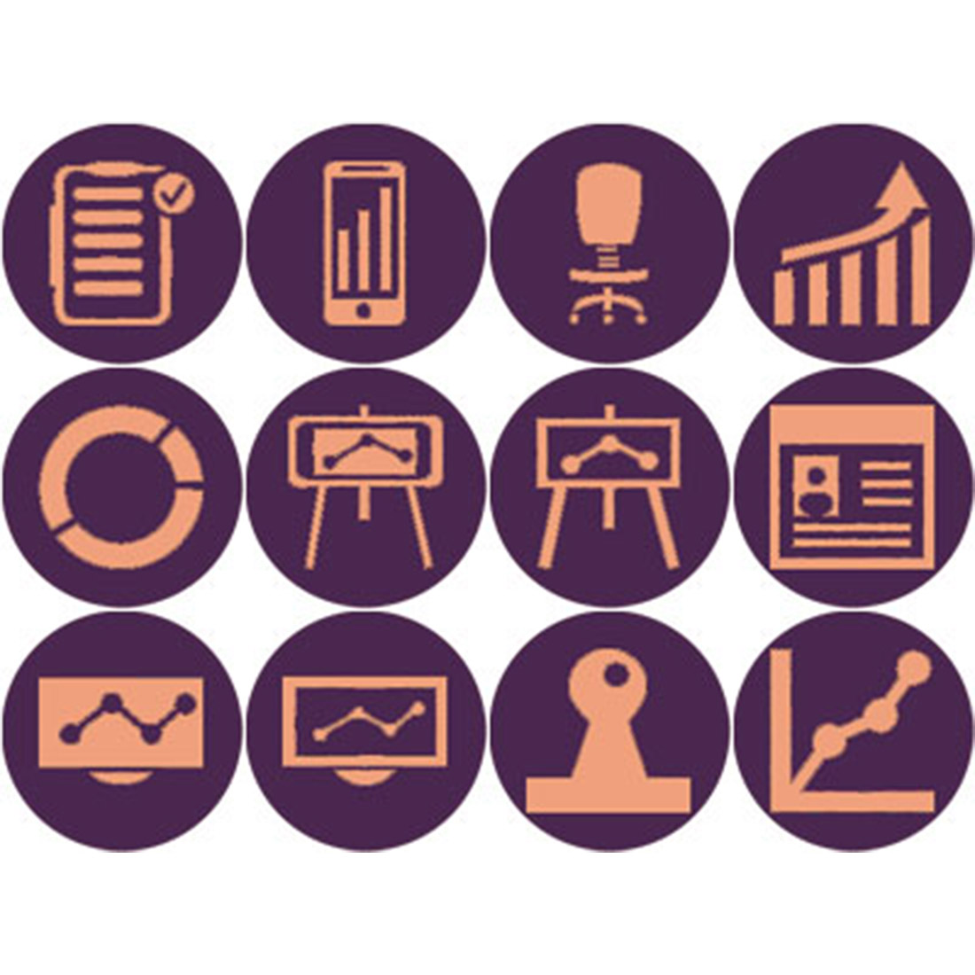 ORANGE AND PURPLE BUSINESS ROUND ICONS cover image.