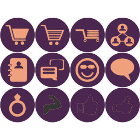 ORANGE AND PURPLE COMMERCE ROUND ICONS cover image.