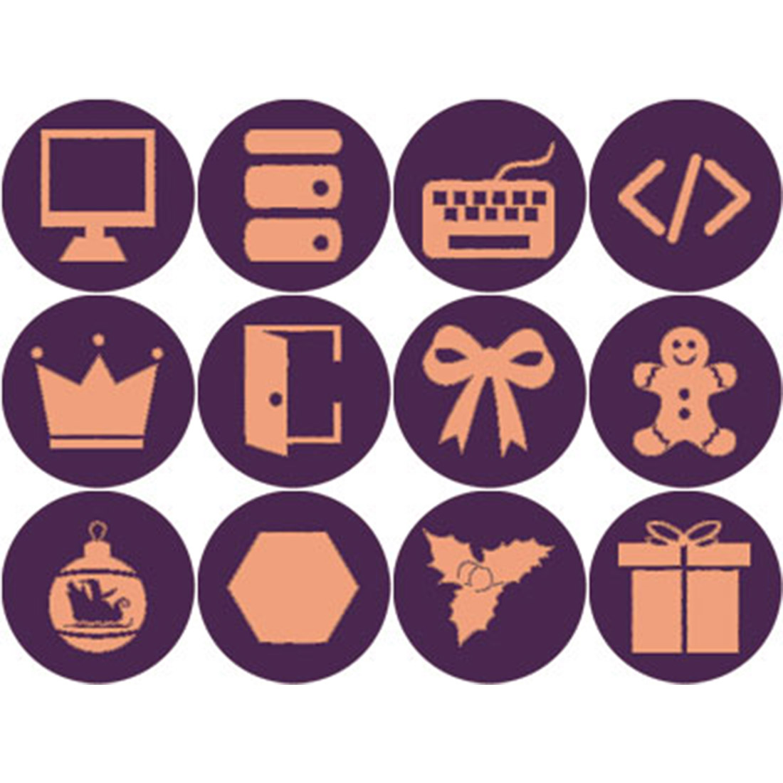 ORANGE AND PURPLE DECORATION ROUND ICONS cover image.