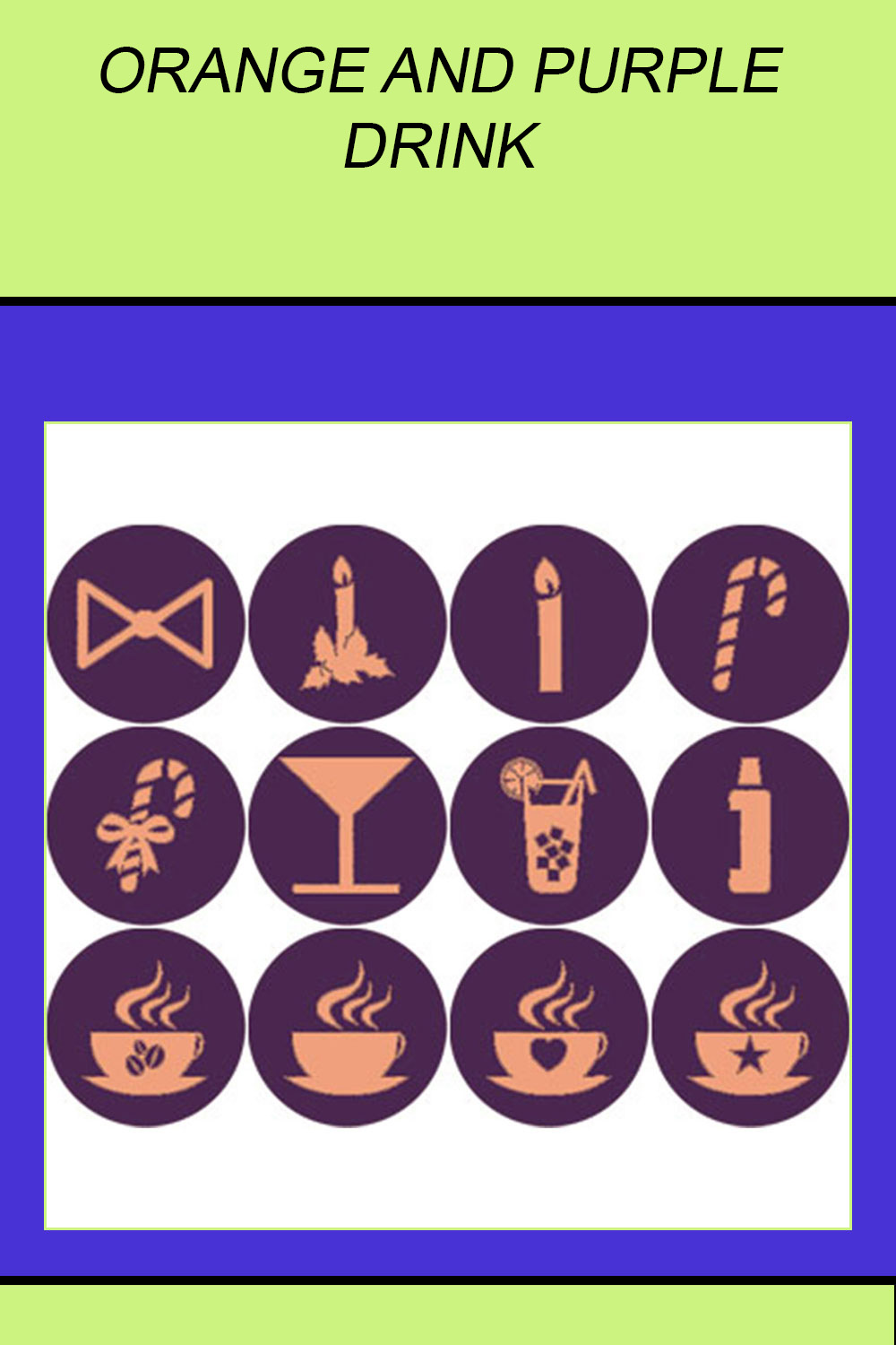 ORANGE AND PURPLE DRINK ROUND ICONS pinterest preview image.