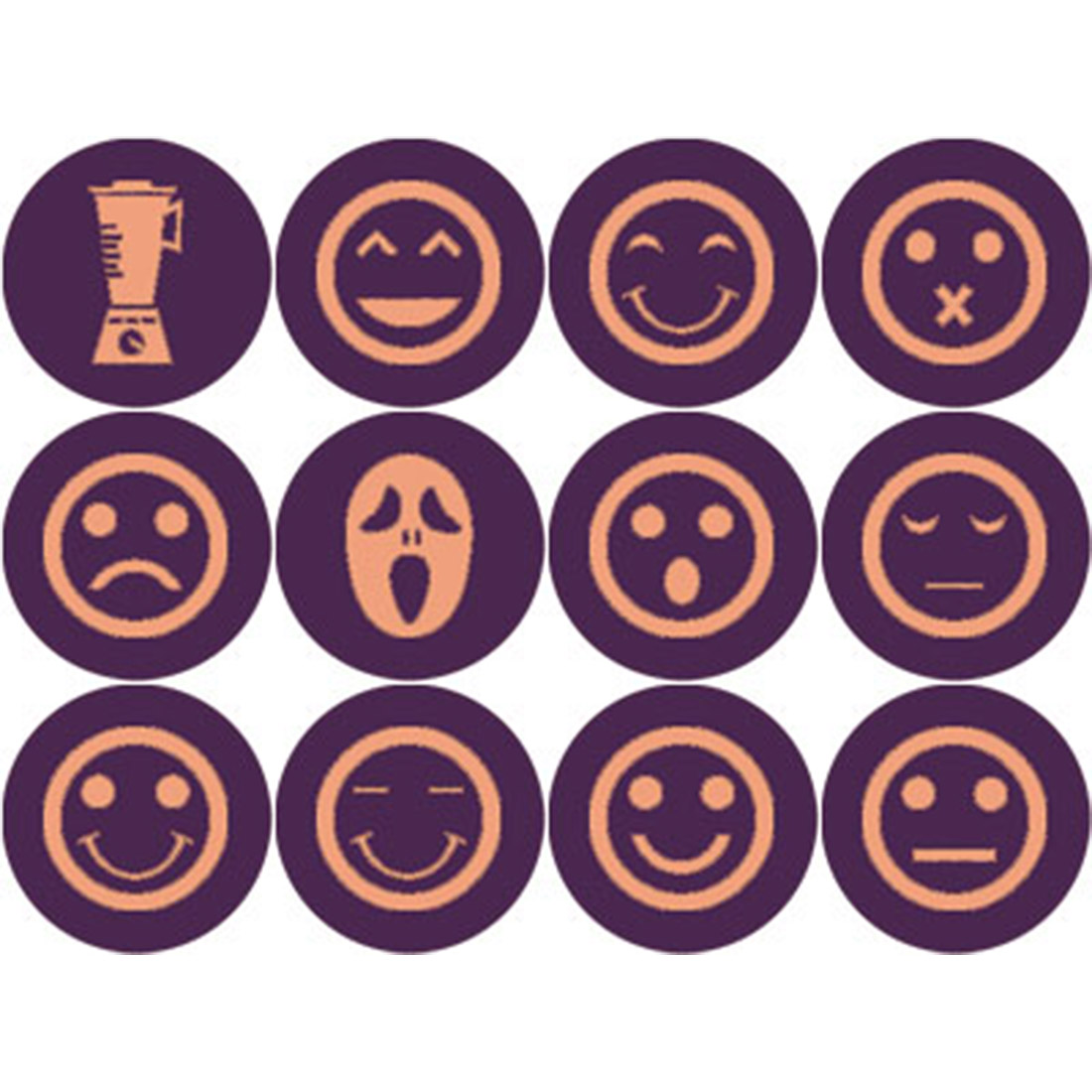 ORANGE AND PURPLE EMOTICON ROUND ICONS cover image.