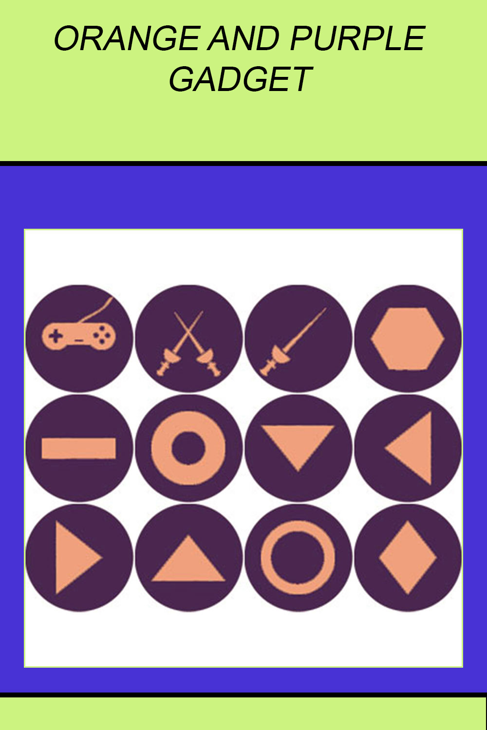 ORANGE AND PURPLE GADGET ROUND ICONS pinterest preview image.
