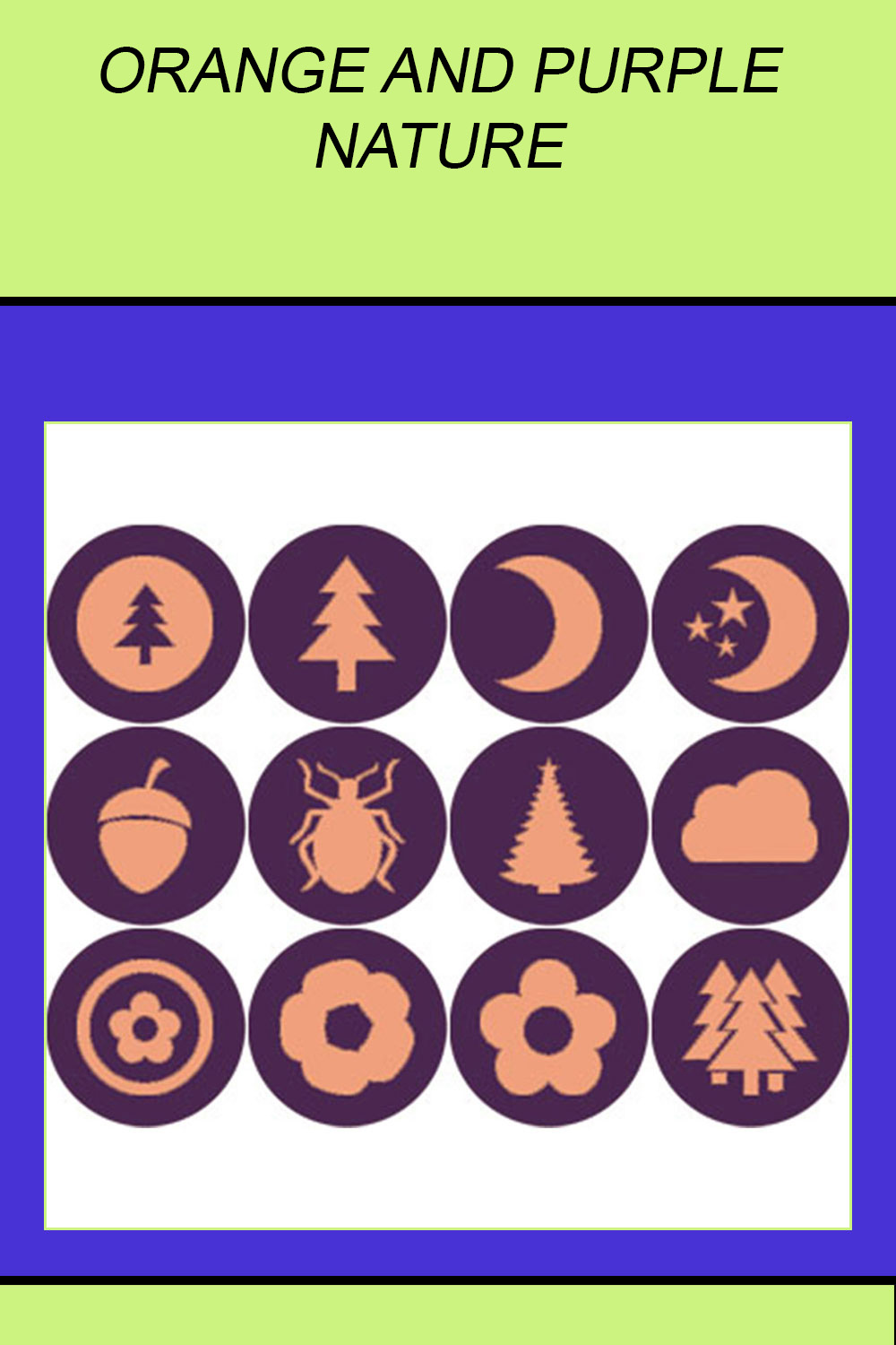 ORANGE AND PURPLE NATURE ROUND ICONS pinterest preview image.