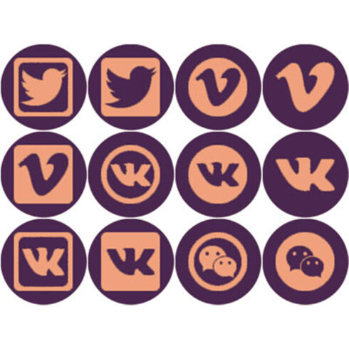 ORANGE AND PURPLE SOCIAL MEDIA ROUND ICONS cover image.