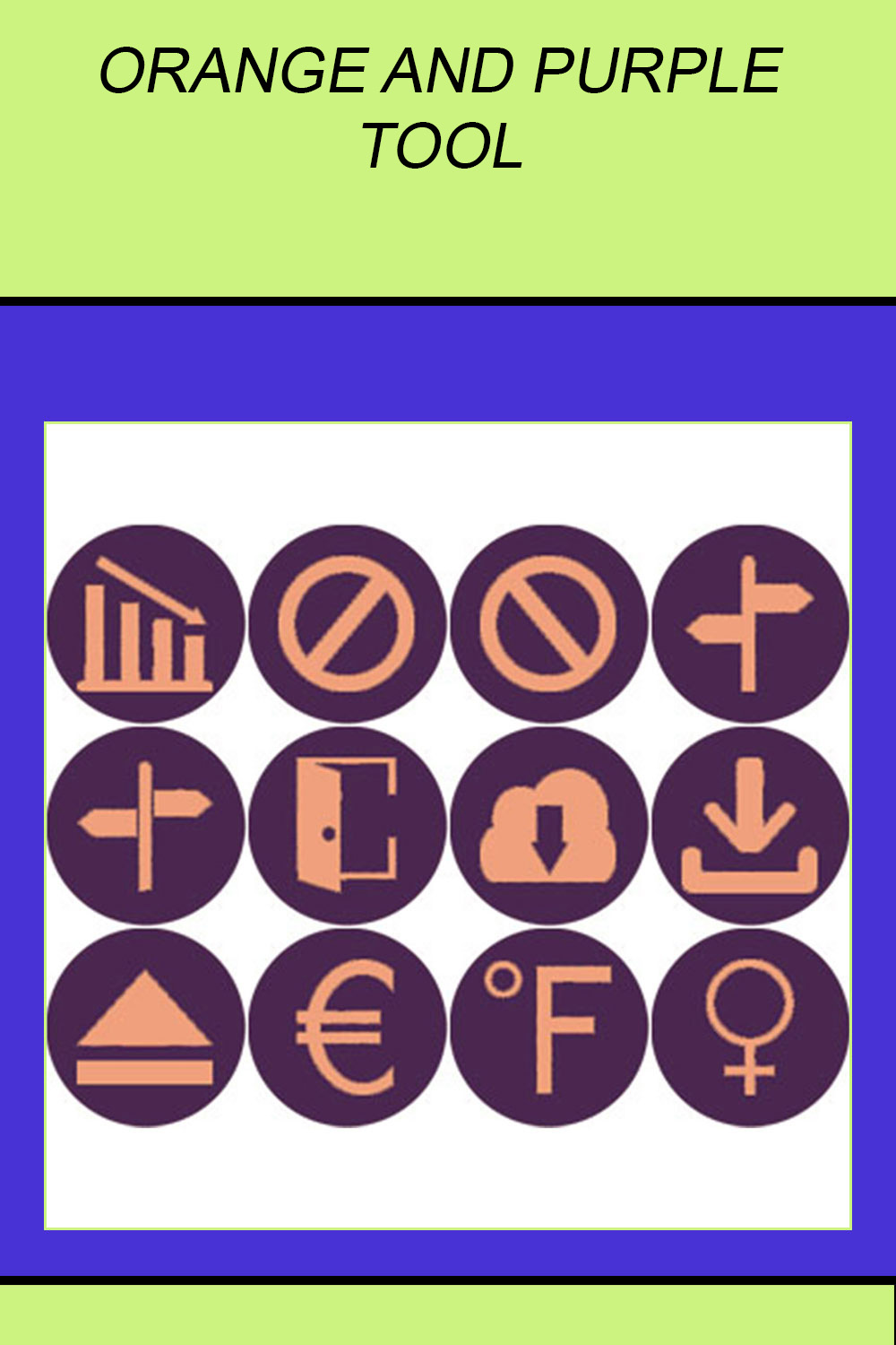 ORANGE AND PURPLE TOOL ROUND ICONS pinterest preview image.