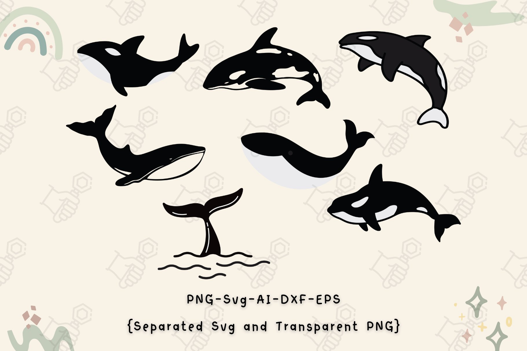 Orca svg, Orca whales svg, Shark svg cover image.