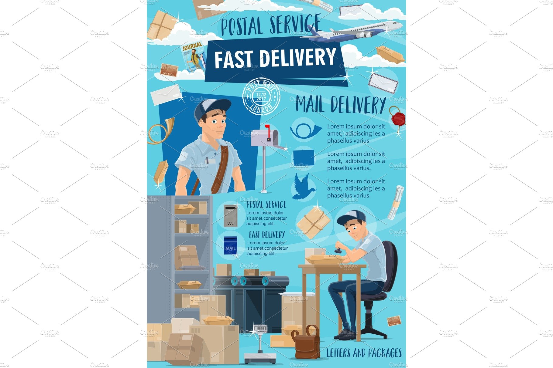 Fast postal mail service, mailman cover image.