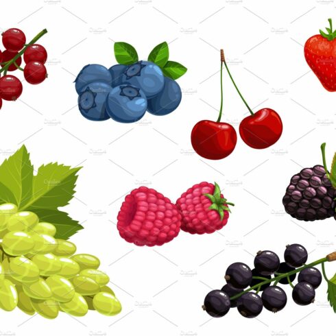 Cartoon berries vector set cover image.