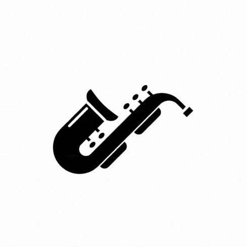 Jazz saxophone black icon, vector cover image.