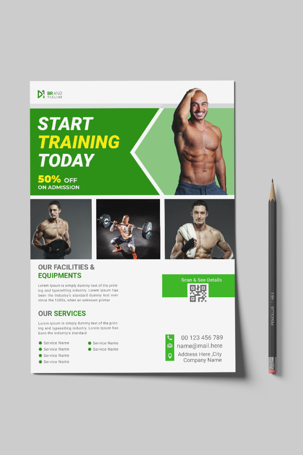Gym fitness flyer template pinterest preview image.
