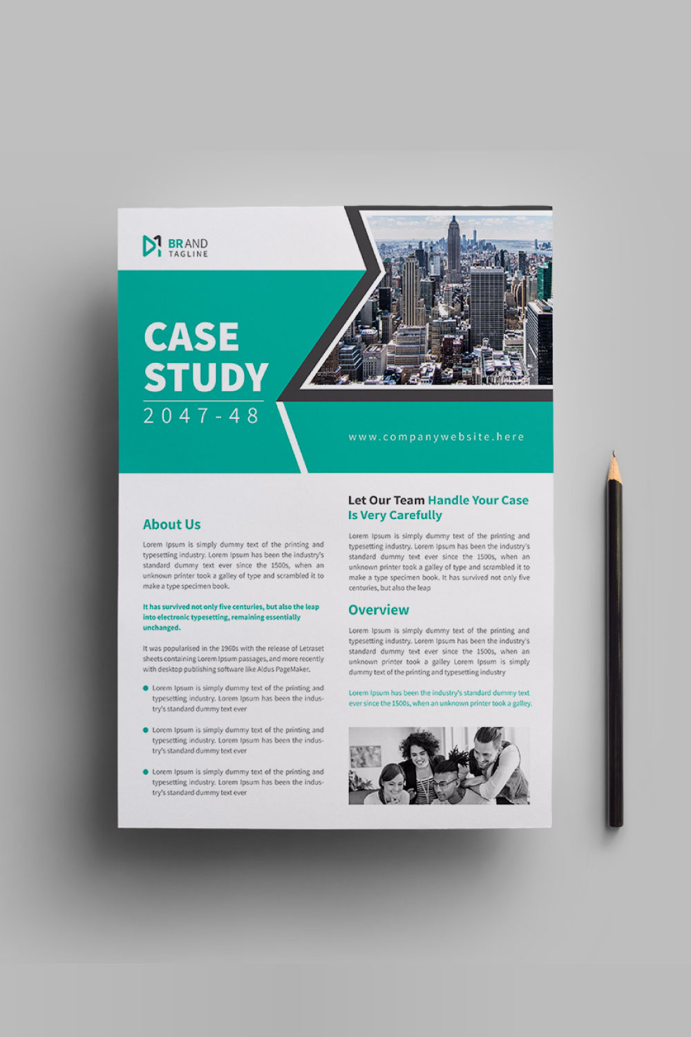 Case study flyer template design pinterest preview image.