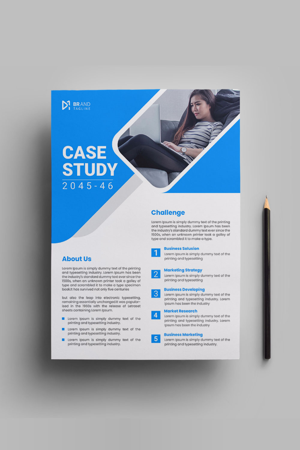 Creative case study flyer template pinterest preview image.
