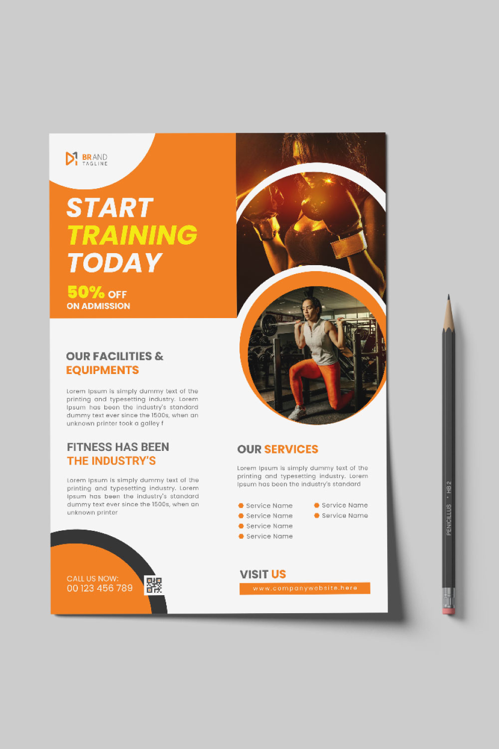 Modern fitness flyer template pinterest preview image.
