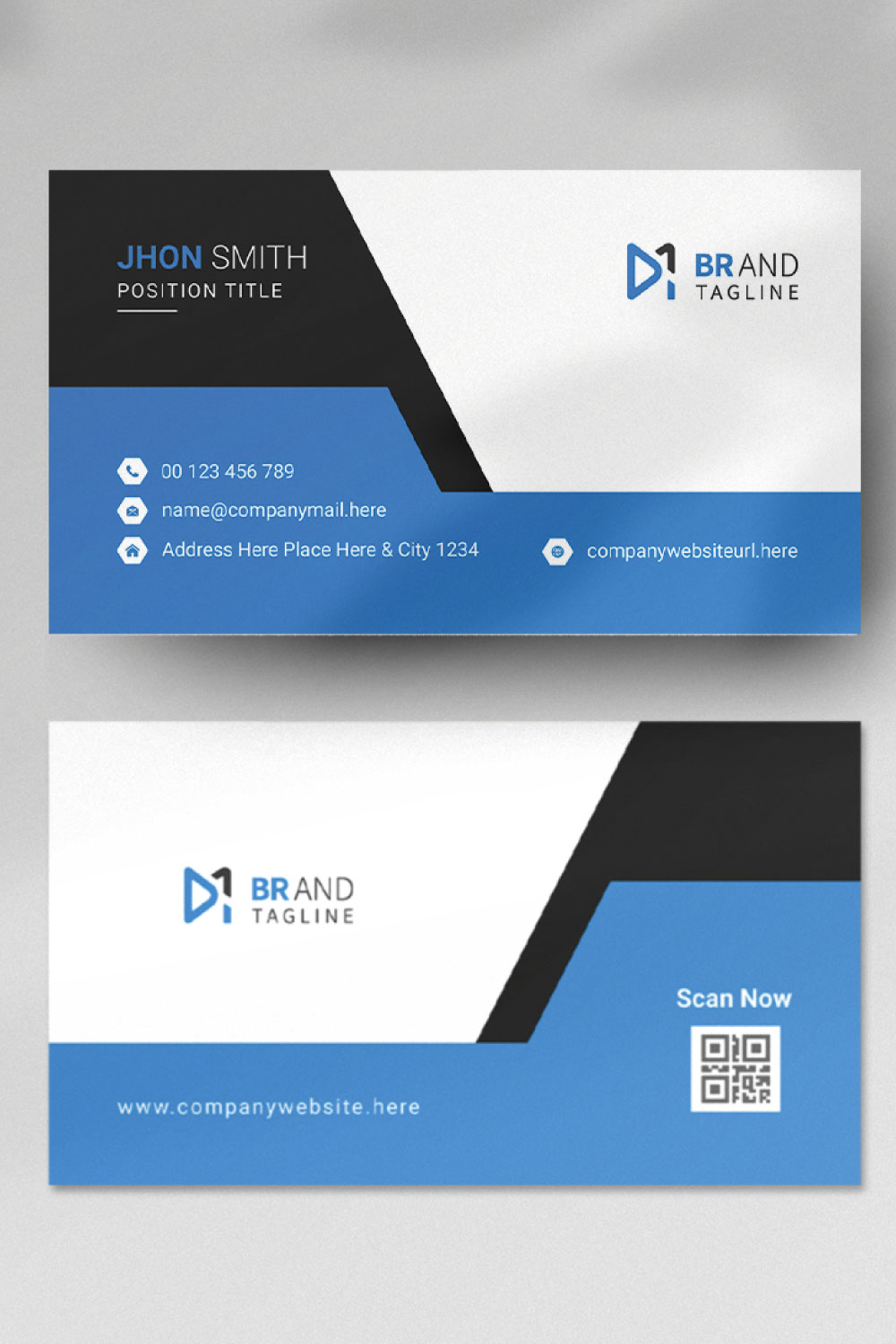 Modern business card design template pinterest preview image.