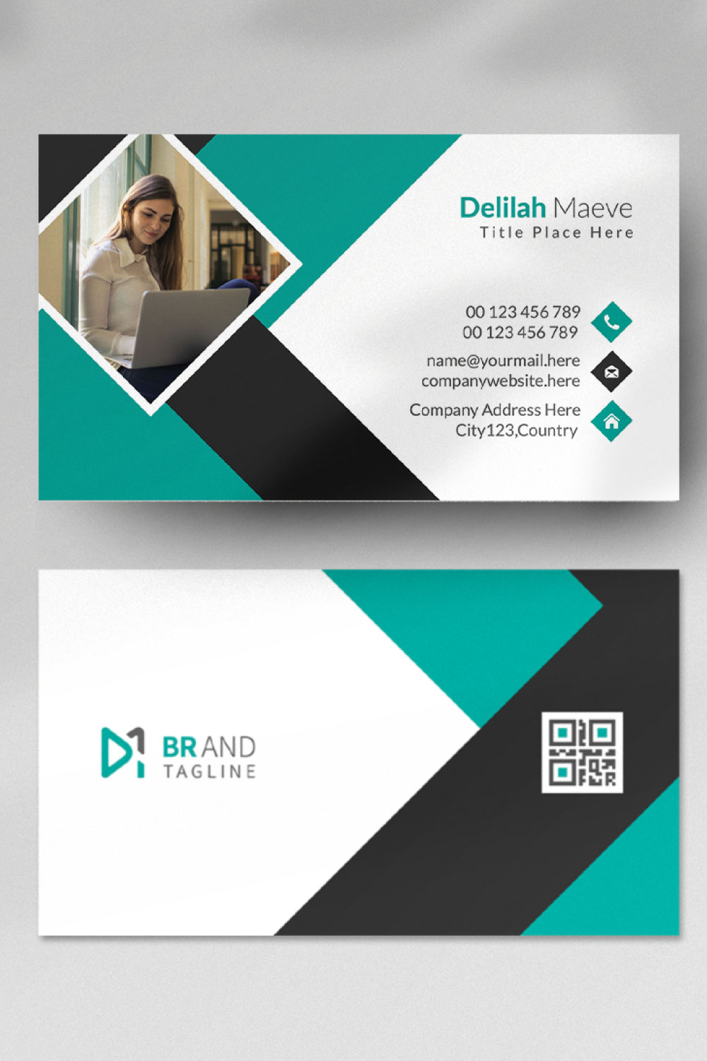 Business card template pinterest preview image.