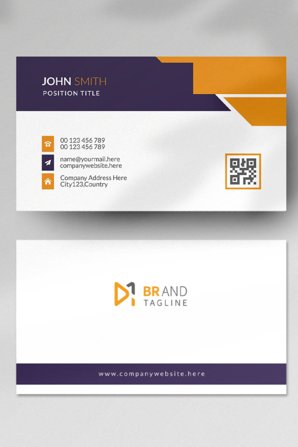 Clean and minimalist business card design template pinterest preview image.