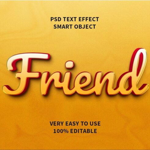 Friend Editable 3D Text Effect PSD cover image.