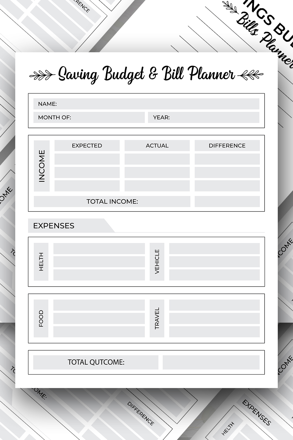 Saving Budget and Bill Planner Logbook – KDP Interior pinterest preview image.