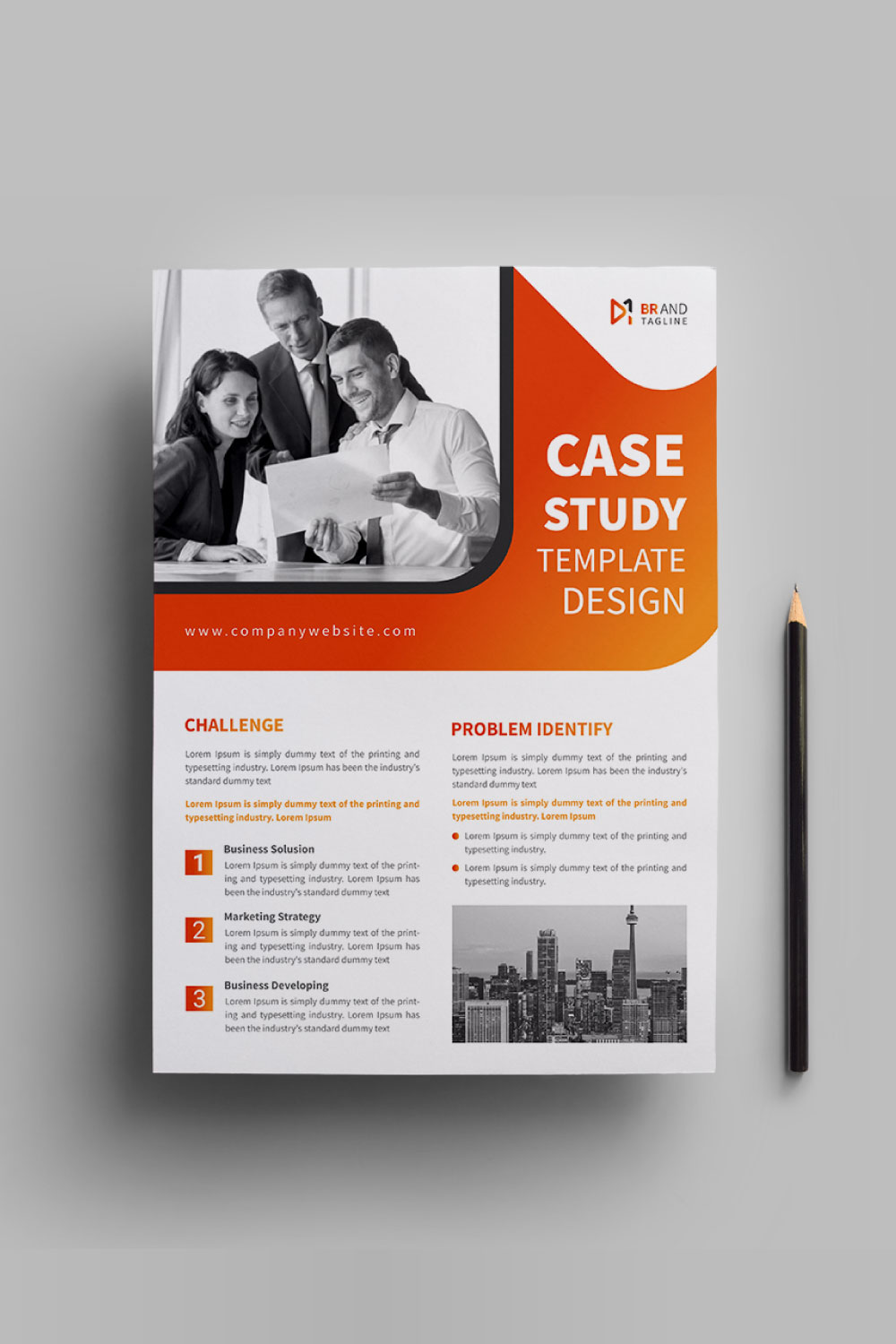 Case study flyer design template pinterest preview image.