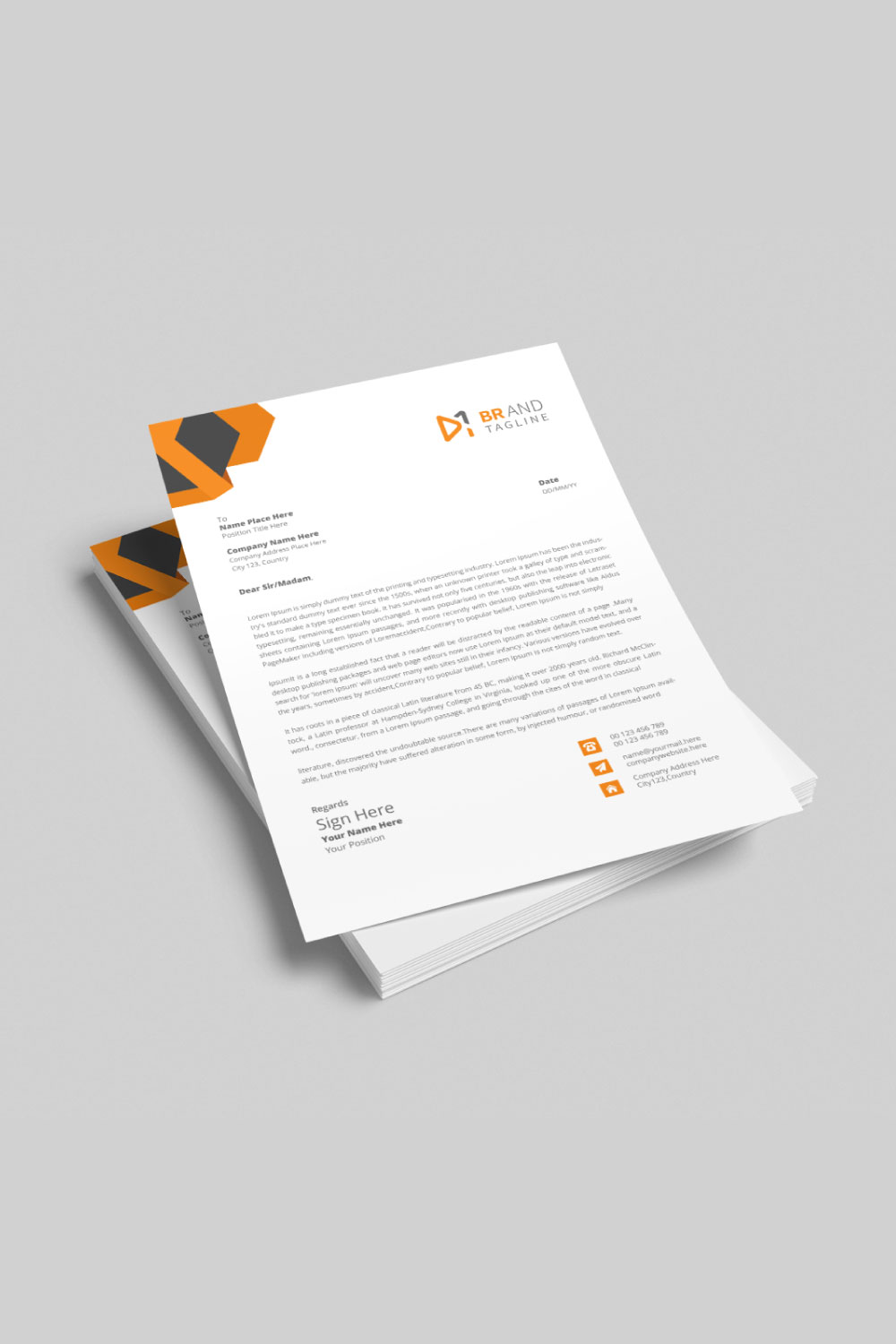 Modern Corporate business company letterhead pinterest preview image.