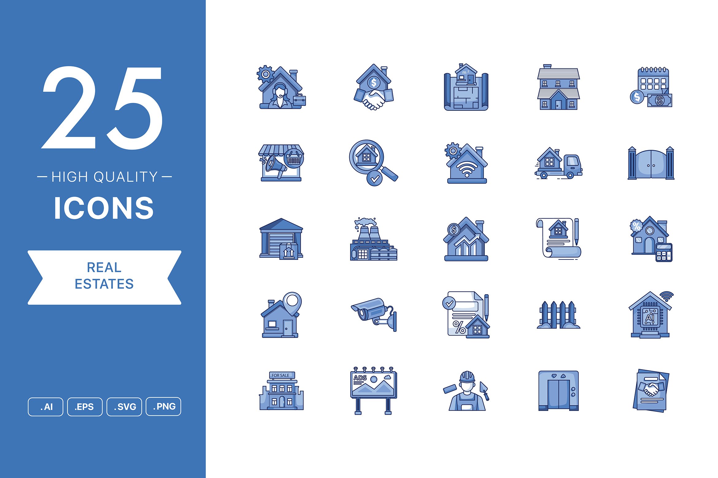 Real Estates Icon Set preview image.