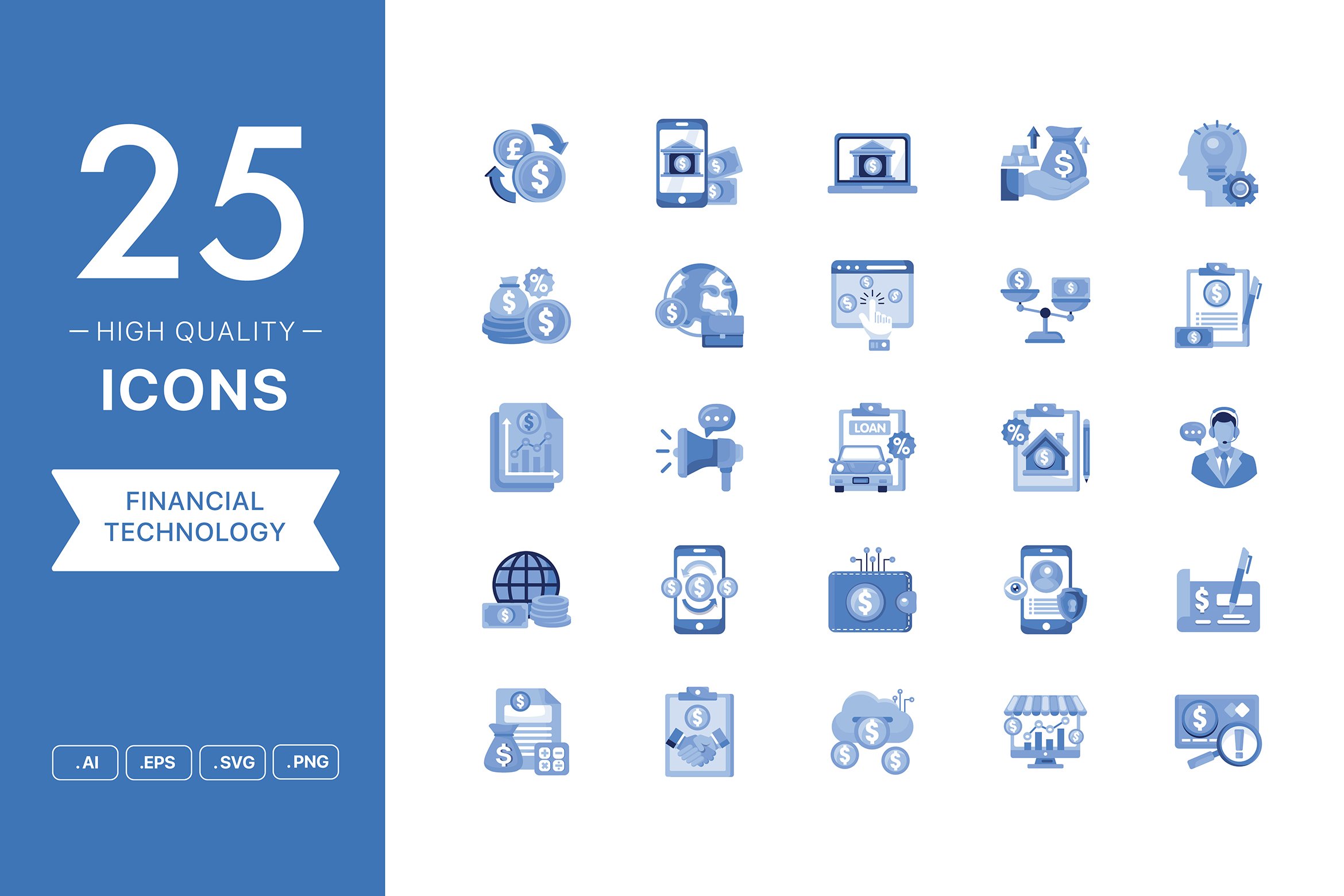 Financial Technology Icon Set preview image.