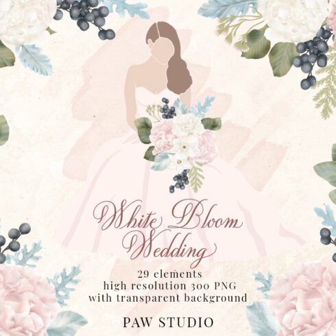 Wedding Bride Clipart Pink Flowers cover image.