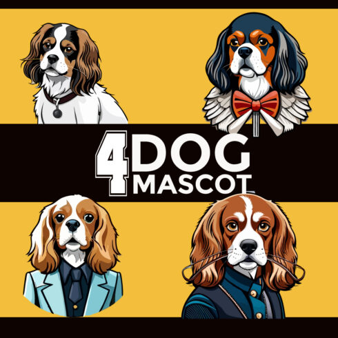 4 dog mascot logo designs cover image.